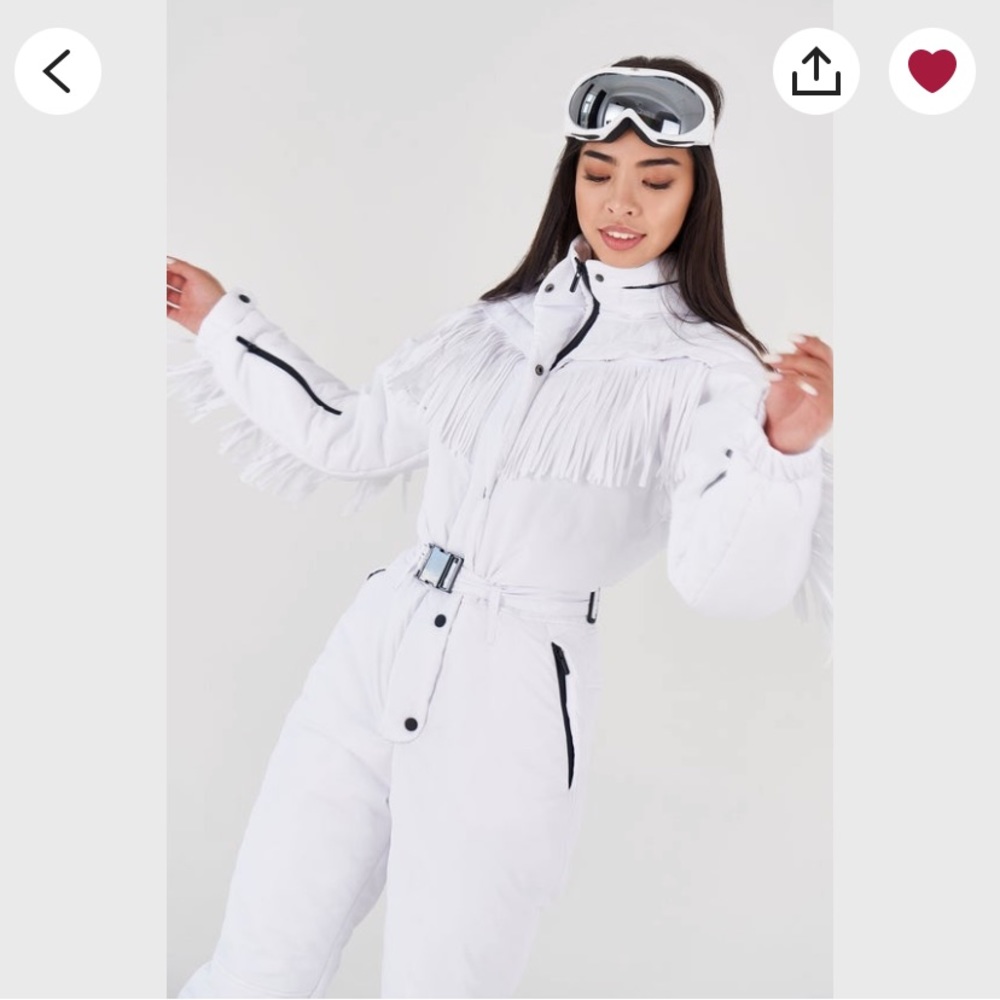 White Fringe Ski Suit / Snow Suit - Small - worn once